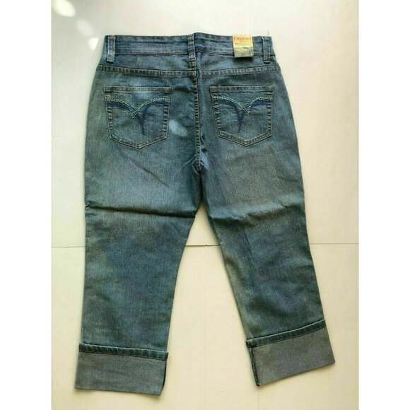 City Girl Juniors Light Blue Cotton Denim  Cuffed Denim Crop Jeans - Picture 4 of 6